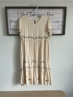 orange creek Cream Floral Embroidered Midi Dress